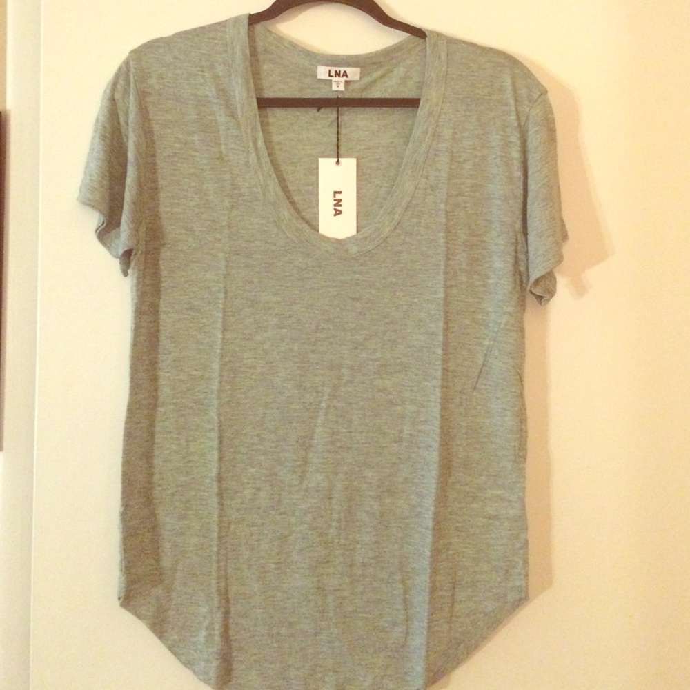 Brand New LNA Deep U Neck Tee - Heather Mint